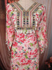 Deep Rose Pink Floral Printed and Mirror Embroidered Design Cotton Straight Cut Salwar Suit with Matching Dupatta