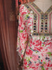 Deep Rose Pink Floral Printed and Mirror Embroidered Design Cotton Straight Cut Salwar Suit with Matching Dupatta