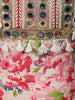 Deep Rose Pink Floral Printed and Mirror Embroidered Design Cotton Straight Cut Salwar Suit with Matching Dupatta