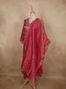 Deep Rosewood Pink Floral Embroidered Design Tissue Silk Salwar Suit