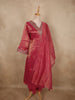 Deep Rosewood Pink Floral Embroidered Design Tissue Silk Salwar Suit