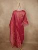 Deep Rosewood Pink Floral Embroidered Design Tissue Silk Salwar Suit