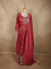 Deep Rosewood Pink Floral Sequins and Beads Embroidered Design Organza Gown with Dupatta