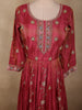 Deep Rosewood Pink Floral Sequins and Beads Embroidered Design Organza Gown with Dupatta