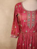 Deep Rosewood Pink Floral Sequins and Beads Embroidered Design Organza Gown with Dupatta