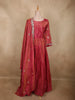 Deep Rosewood Pink Floral Sequins and Beads Embroidered Design Organza Gown with Dupatta