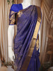 Deep Royal Blue Floral Zari Woven Design Pure Kanchipuram Silk Saree with Matching Zari Border