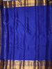 Deep Royal Blue Floral Zari Woven Design Pure Kanchipuram Silk Saree with Matching Zari Border