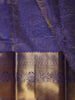 Deep Royal Blue Floral Zari Woven Design Pure Kanchipuram Silk Saree with Matching Zari Border