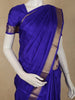 Deep Royal Blue Solid Woven Design Pure Kanchipuram Silk Saree with Zari Border
