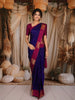 Deep Royal Blue Stripes Design Soft Silk Fancy Wear Saree with Contrast Border