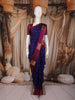 Deep Royal Blue Stripes Design Soft Silk Fancy Wear Saree with Contrast Border