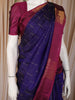 Deep Royal Blue Stripes Design Soft Silk Fancy Wear Saree with Contrast Border