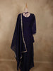 Deep Royal Indigo Blue Floral Sequins and Beads Embroidered Design Organza Palazzo Suit with Dupatta