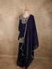 Deep Royal Indigo Blue Floral Sequins and Beads Embroidered Design Organza Palazzo Suit with Dupatta