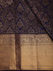 Deep Royal Navy Blue Floral Brocade Zari Woven Design Pure Kanchipuram Silk Saree with Zari Border