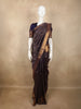 Deep Royal Navy Blue Floral Brocade Zari Woven Design Pure Kanchipuram Silk Saree with Zari Border