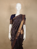 Deep Royal Navy Blue Floral Brocade Zari Woven Design Pure Kanchipuram Silk Saree with Zari Border