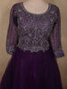 Deep Royal Plum Purple Floral Zari Embroidered Design Net Gown with Dupatta