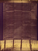 Deep Royal Plum Purple Striped Zari Woven Design Pure Kanchipuram Silk Saree with Paisley Zari Border
