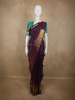 Deep Royal Plum Purple Striped Zari Woven Design Pure Kanchipuram Silk Saree with Paisley Zari Border