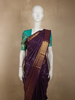 Deep Royal Plum Purple Striped Zari Woven Design Pure Kanchipuram Silk Saree with Paisley Zari Border
