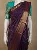 Deep Royal Plum Purple Striped Zari Woven Design Pure Kanchipuram Silk Saree with Paisley Zari Border