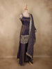 Deep Royal Purple Butta Zari Woven Design Banarasi Silk Palazzo Suit with Dupatta