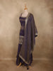 Deep Royal Purple Butta Zari Woven Design Banarasi Silk Palazzo Suit with Dupatta