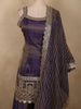Deep Royal Purple Butta Zari Woven Design Banarasi Silk Palazzo Suit with Dupatta