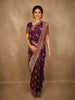 Deep Royal Purple Butta Zari Woven Design Pure Banarasi Silk Designer Saree with Zardozi Work Border