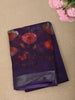 Deep Royal Purple Floral Printed Design Linen Cotton Saree