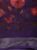 Deep Royal Purple Floral Printed Design Linen Cotton Saree