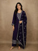 Deep Royal Purple Floral Sequins and Thread Embroidered Design Georgette Salwar with Dupatta