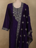 Deep Royal Purple Floral Sequins and Thread Embroidered Design Georgette Salwar with Dupatta
