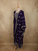 Deep Royal Purple Floral Sequins and Thread Embroidered Design Georgette Salwar with Dupatta