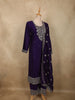 Deep Royal Purple Floral Sequins and Thread Embroidered Design Georgette Salwar with Dupatta
