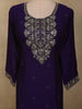 Deep Royal Purple Floral Sequins and Thread Embroidered Design Georgette Salwar with Dupatta