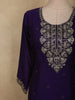 Deep Royal Purple Floral Sequins and Thread Embroidered Design Georgette Salwar with Dupatta