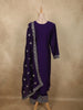 Deep Royal Purple Floral Sequins and Thread Embroidered Design Georgette Salwar with Dupatta