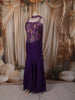 Deep Royal Purple Floral Zari Embroidered Design Semi Silk Mermaid Lehenga with Choker Dupatta