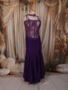 Deep Royal Purple Floral Zari Embroidered Design Semi Silk Mermaid Lehenga with Choker Dupatta