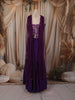 Deep Royal Purple Floral Zari Embroidered Design Semi Silk Mermaid Lehenga with Choker Dupatta