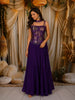 Deep Royal Purple Floral Zari Embroidered Design Semi Silk Mermaid Lehenga with Choker Dupatta