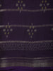 Deep Royal Purple Ikat Printed Design Mixed Cotton Saree with Zari Woven Border