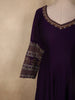 Deep Royal Purple Leaf Embroidered Design Semi Silk Anarkali Gown with Dupatta