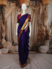 Deep Royal Purple Solid Woven Design Pure Kanchipuram Silk Saree with Contrast Zari Border