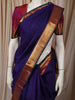 Deep Royal Purple Solid Woven Design Pure Kanchipuram Silk Saree with Contrast Zari Border