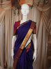 Deep Royal Purple Solid Woven Design Pure Kanchipuram Silk Saree with Contrast Zari Border