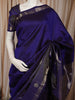 Deep Royal Purple Solid Woven Design Pure Kanchipuram Silk Saree with Matching Checks Zari Border